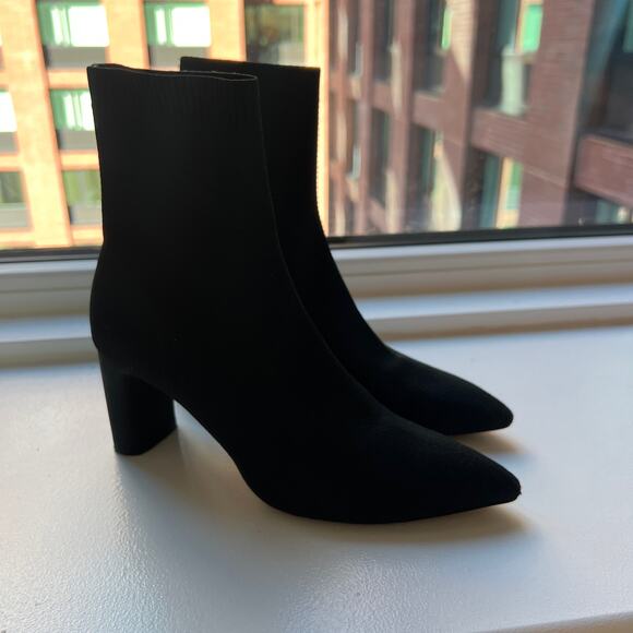 ZARA Women Black Sock Boot Pointed Toe Size 36 / 6 - Picture 2 of 10
